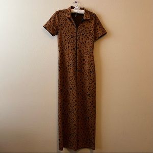 Free People zip-front leopard jumpsuit (S) 🖤